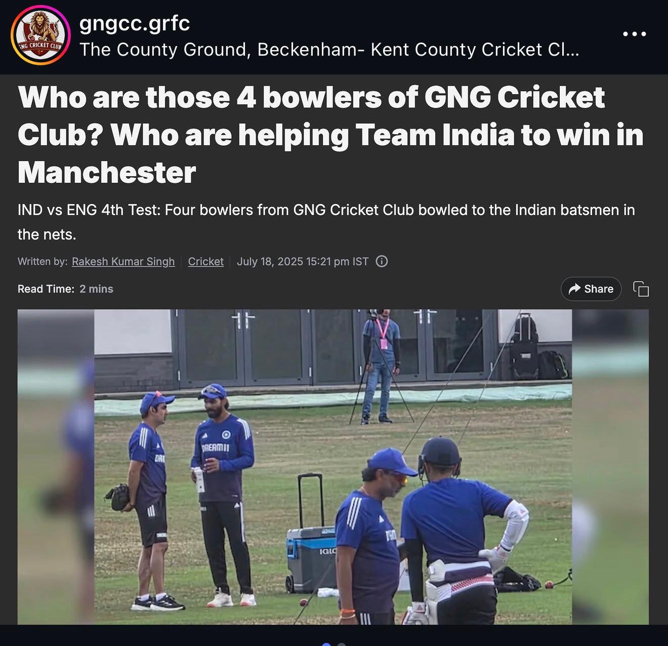 GNG CC bowlers training with Team India