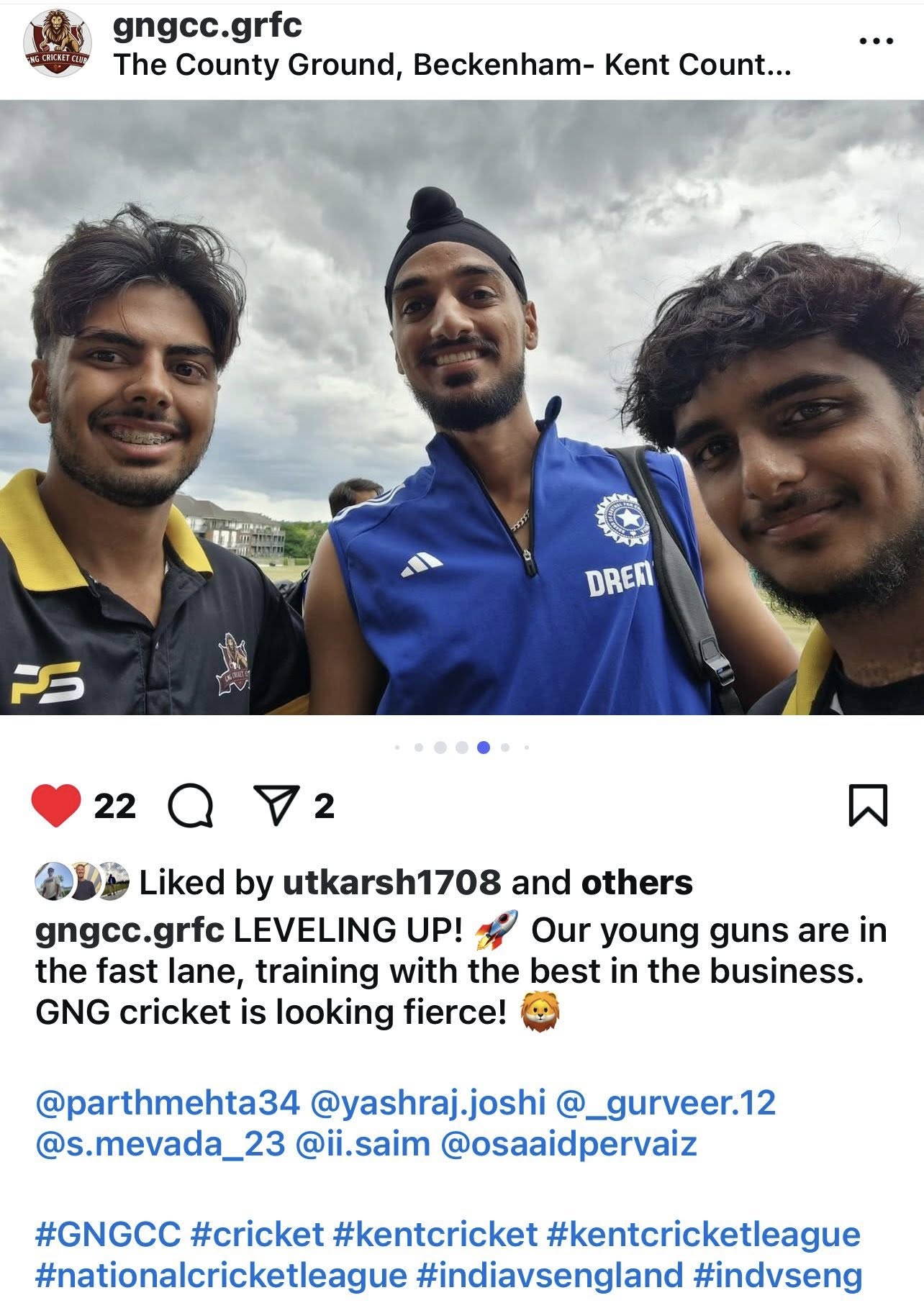 GNG CC players with Arshdeep Singh